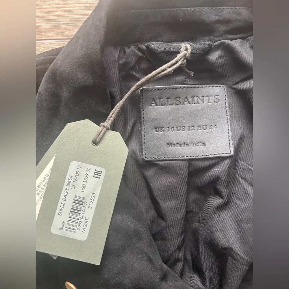 All Saints Suede Darby Biker Jacket - Picture 4 of 5